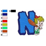 Alphabets N With The Flintstones Embroidery Design